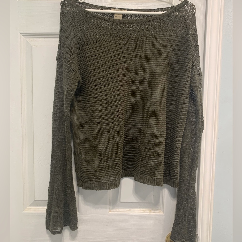Lucky Brand Green Knit Mesh Sweater